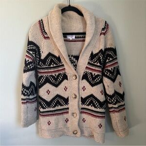 Dimensione Maglio Wool Alpaca Aztec Cardigan Cozy Chunky Sweater